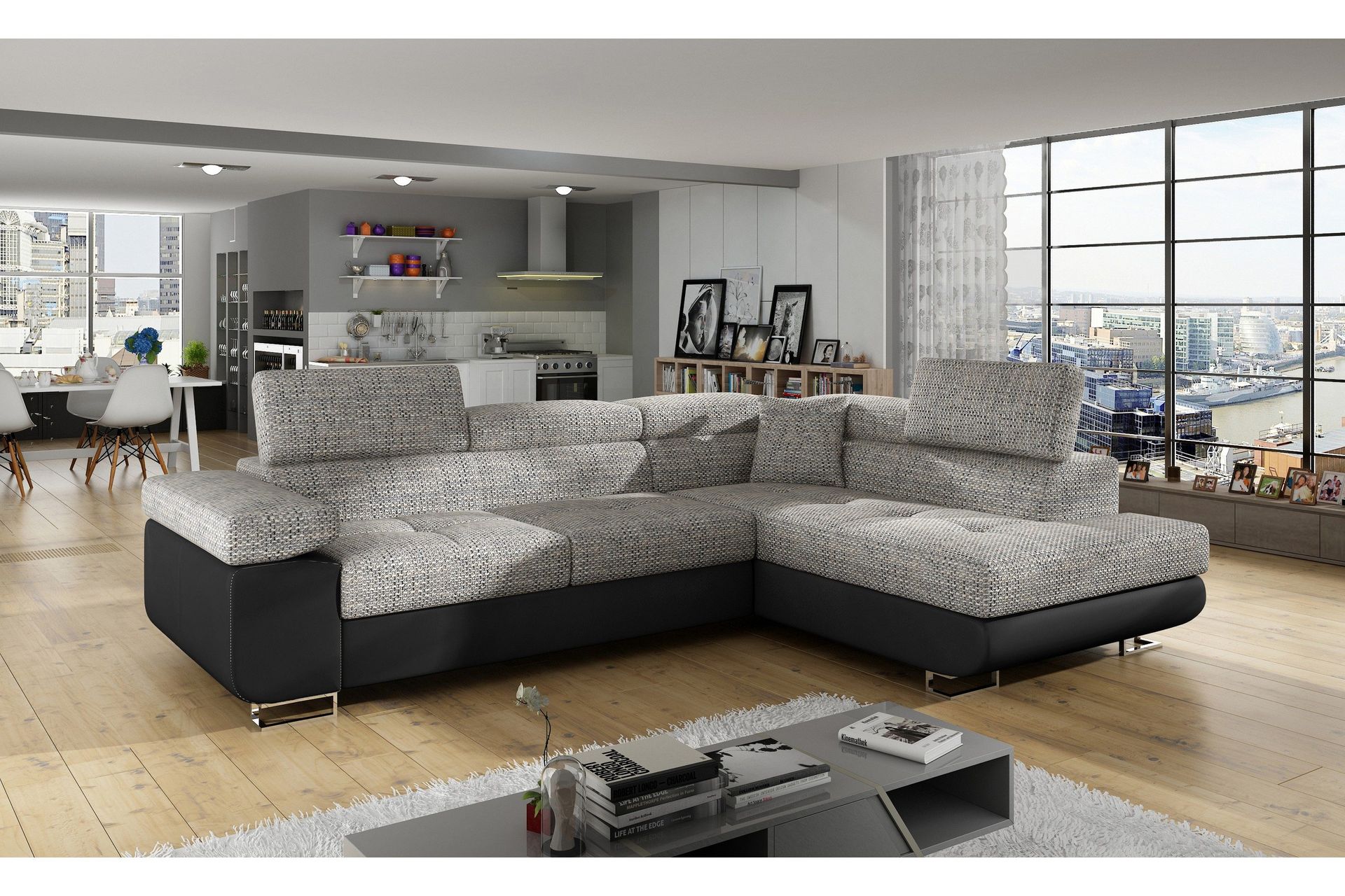 Bobis B&auml;ddsoffa med Sch&auml;slong H&ouml;ger - Gr&aring;/Svart