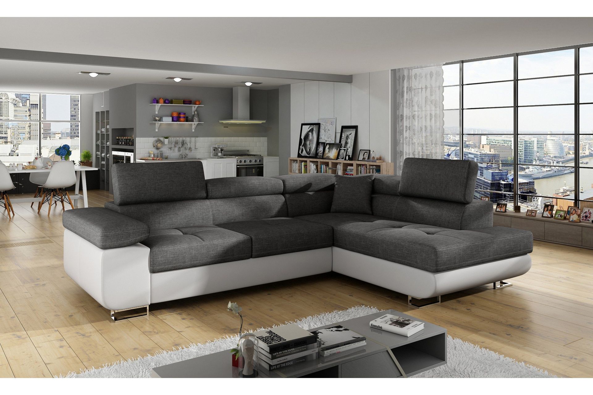 Bobis B&auml;ddsoffa med Sch&auml;slong H&ouml;ger - Gr&aring;/Vit