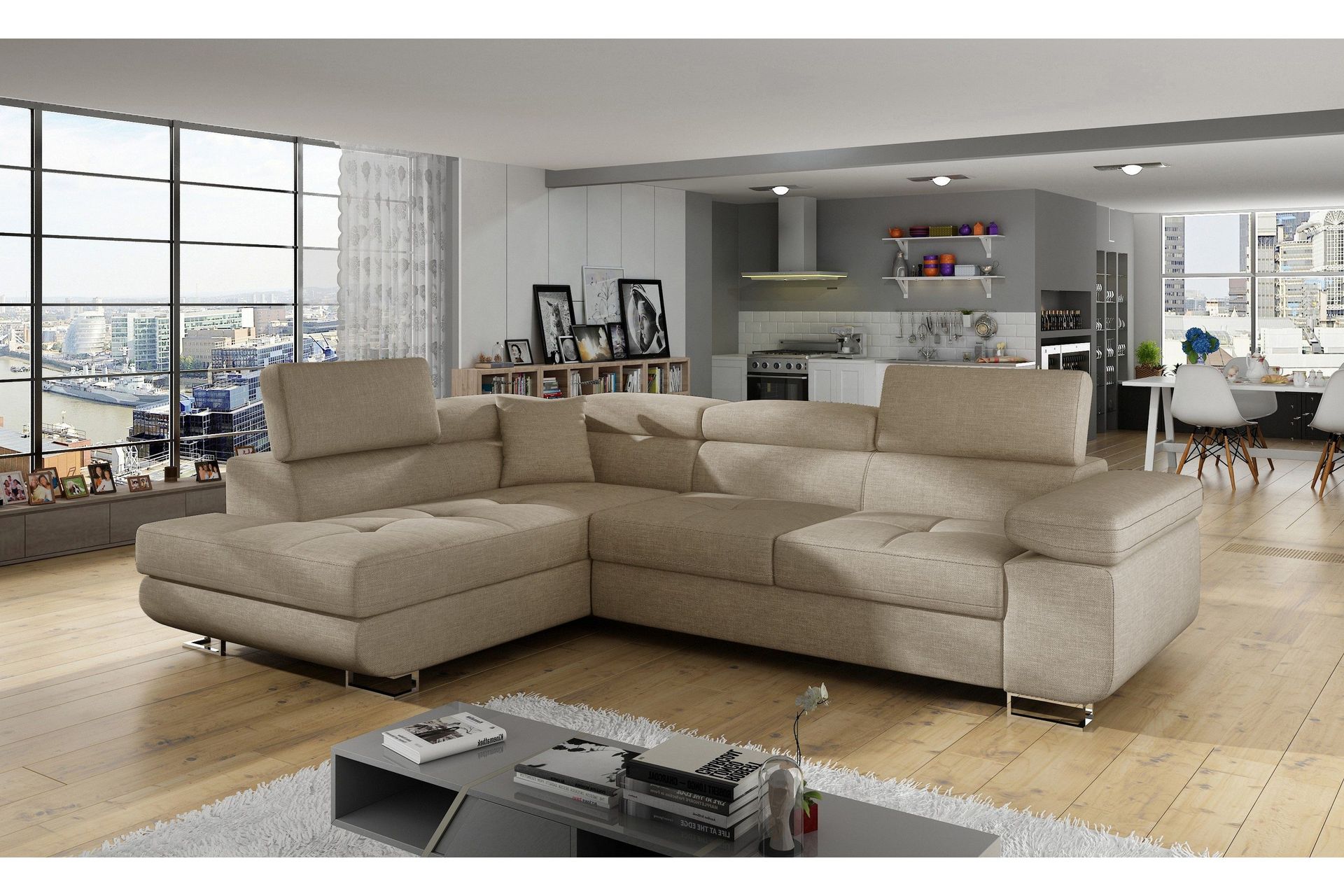 Bobis B&auml;ddsoffa med Sch&auml;slong V&auml;nster - Beige