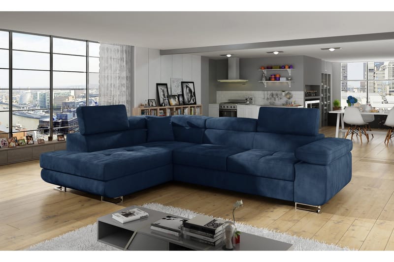 Bobis Bäddsoffa med Schäslong Vänster - Blå - Möbler - Vardagsrum - Bäddsoffor