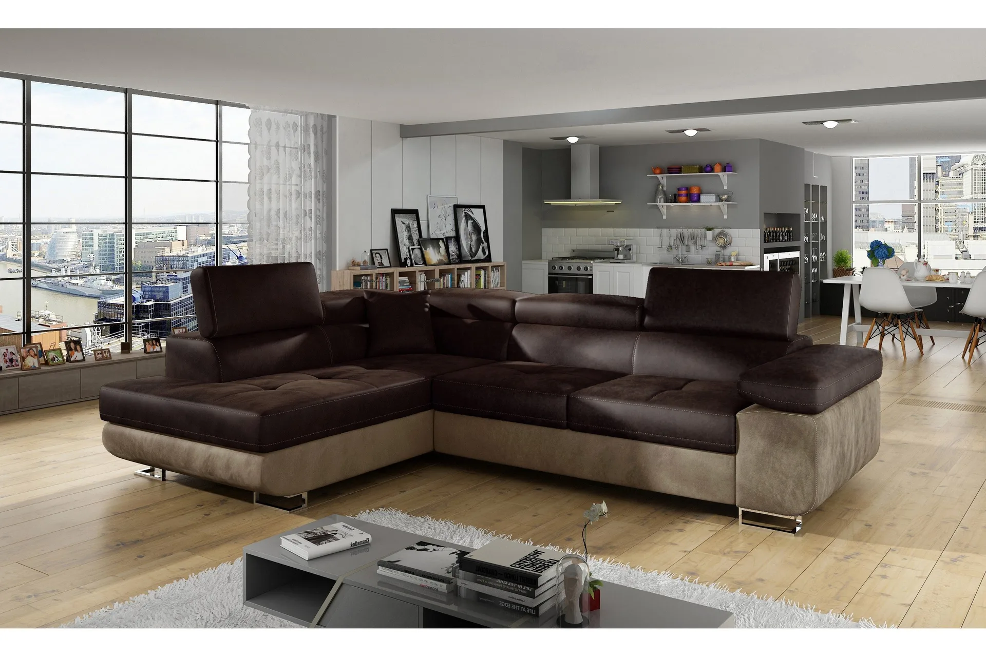 Bobis B&auml;ddsoffa med Sch&auml;slong V&auml;nster - Brun