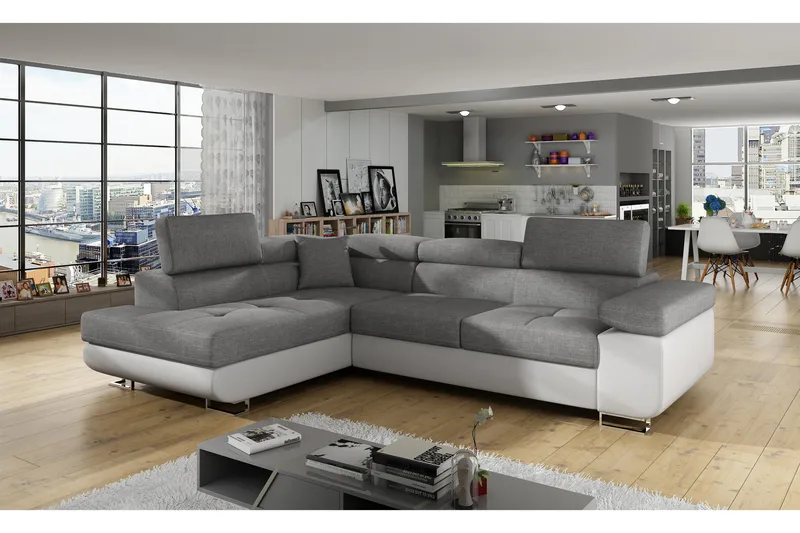 Bobis Bäddsoffa med Schäslong Vänster - Grå/Vit - Möbler - Vardagsrum - Bäddsoffor