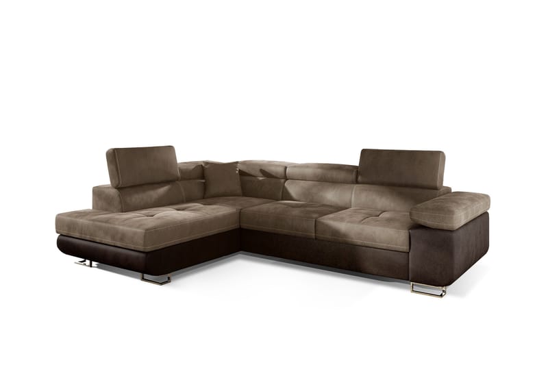 Bobis Djup Bäddsoffa med Schäslong Vänster 275 cm - Brun - Möbler - Vardagsrum - Bäddsoffor