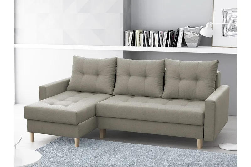 Bodo Divanbäddsoffa 222x140x90 cm - Beige/Grå - Möbler - Vardagsrum - Bäddsoffor