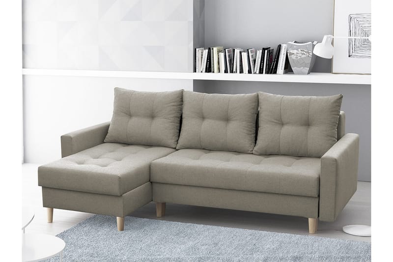 BODO Divanbäddsoffa 222x140x90 cm - Beige/Grå - Möbler - Vardagsrum - Bäddsoffor