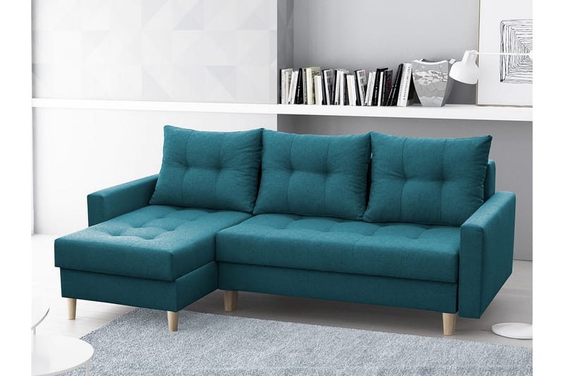 BODO Divanbäddsoffa 222x140x90 cm - Blå - Möbler - Vardagsrum - Bäddsoffor