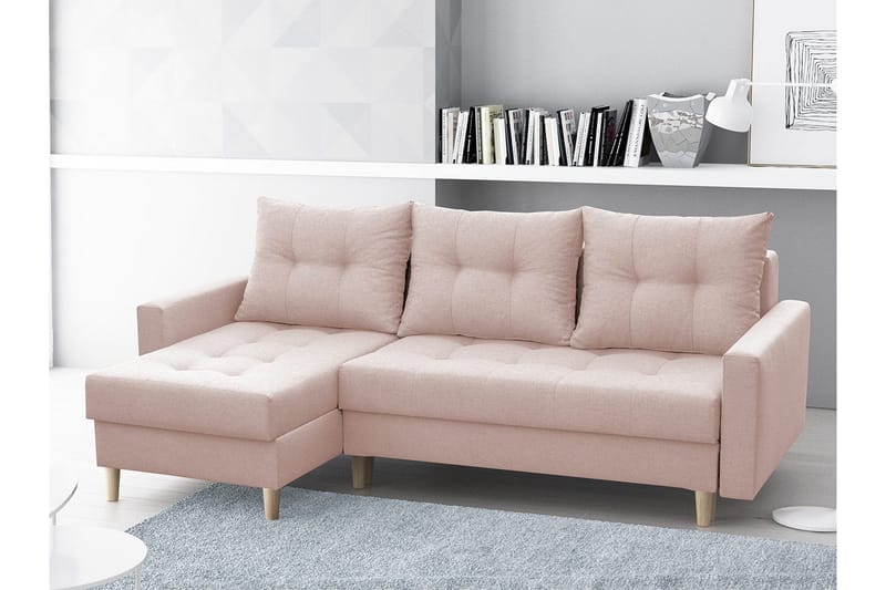 Bodo Divanbäddsoffa 222x140x90 cm - Rosa - Möbler - Vardagsrum - Bäddsoffor