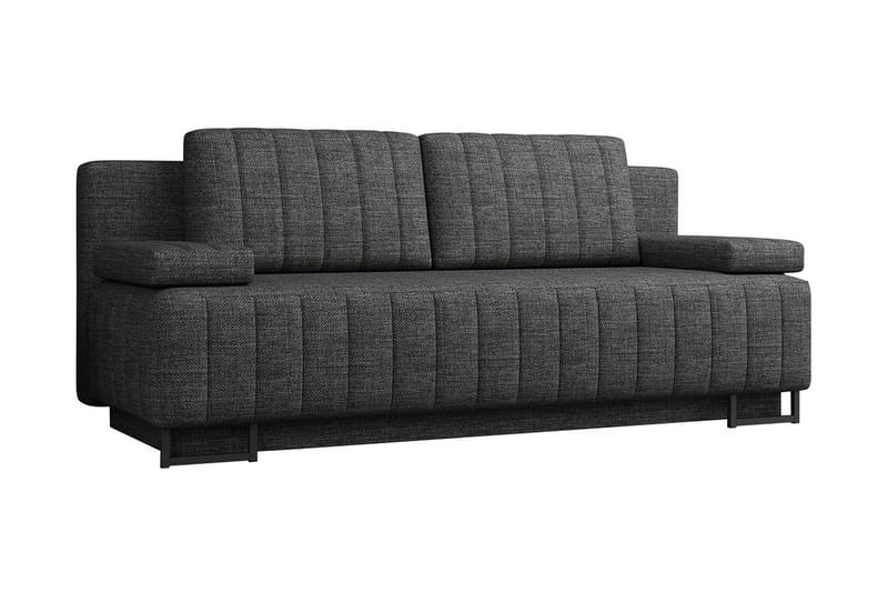 Bonsall 3-sits Längsbäddad Bäddsoffa 146x200 cm med Förvaring i Tyg - Grå - Möbler - Vardagsrum - Bäddsoffor