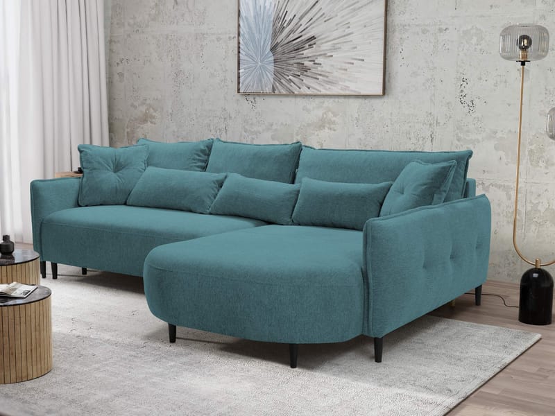 Bornalle 3-sits Bäddsoffa med divan - turkos - Möbler - Vardagsrum - Bäddsoffor - Hörnbäddsoffa