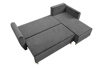 Bornalle 3-sits L-formad Bäddsoffa 130x200 cm med Förvaring i Sammet - Blå - Möbler - Vardagsrum - Bäddsoffor