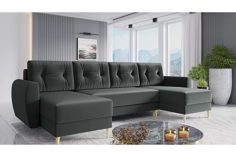 Bornalle Bäddsoffa - Grå - Möbler - Vardagsrum - Bäddsoffor - U bäddsoffa