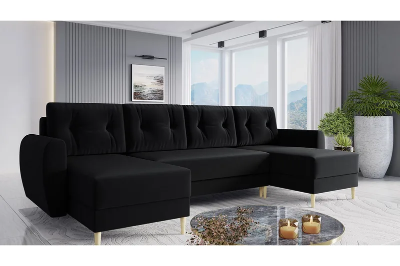 Bornalle Bäddsoffa - Svart - Möbler - Vardagsrum - Bäddsoffor - U bäddsoffa