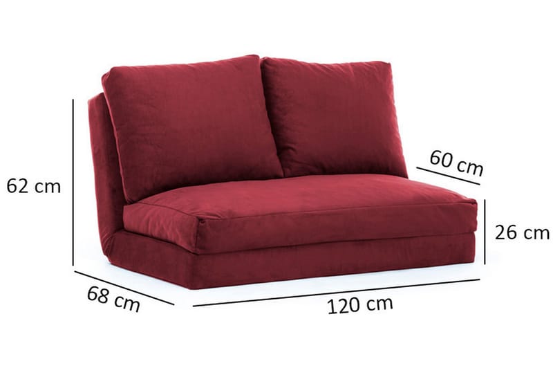 Bothwell Bäddsoffa 2-sits 120x185 Maroon - Möbler - Vardagsrum - Bäddsoffor
