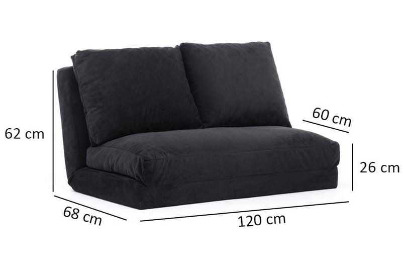 Bothwell Bäddsoffa 2-sits 120x185 Svart - Möbler - Vardagsrum - Bäddsoffor