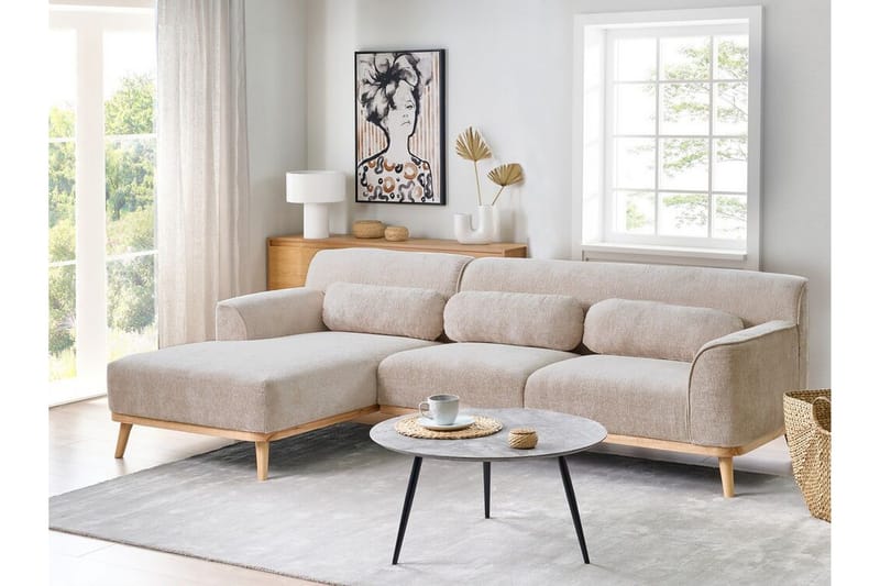 Bree Hörnsoffa 3-sits - Beige/Ljust trä - Möbler - Vardagsrum - Bäddsoffor - Bäddsoffa divan