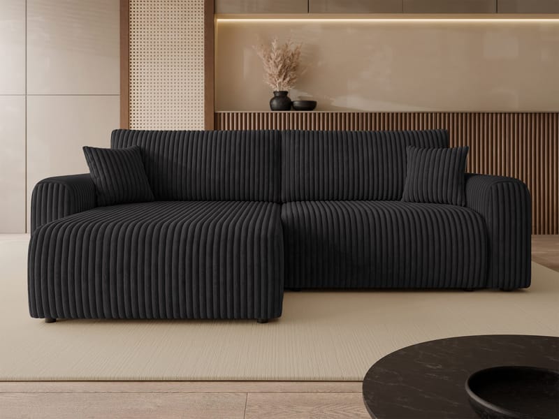 Brenor 3-sits Bäddsoffa med divan Vänstervänd - svart - Möbler - Vardagsrum - Bäddsoffor - Hörnbäddsoffa