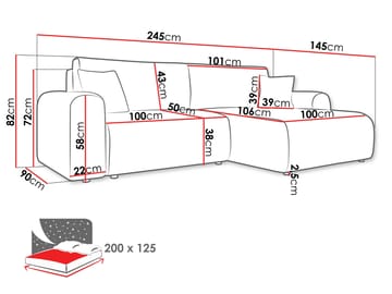 Brenor 3-sits Bäddsoffa med divan Vänstervänd - svart - Möbler - Vardagsrum - Bäddsoffor - Hörnbäddsoffa