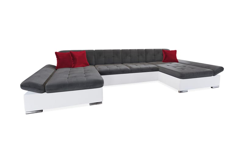 BRET 3-sits Bäddsoffa - Röd/Grå/Vit - Möbler - Vardagsrum - Bäddsoffor - U bäddsoffa