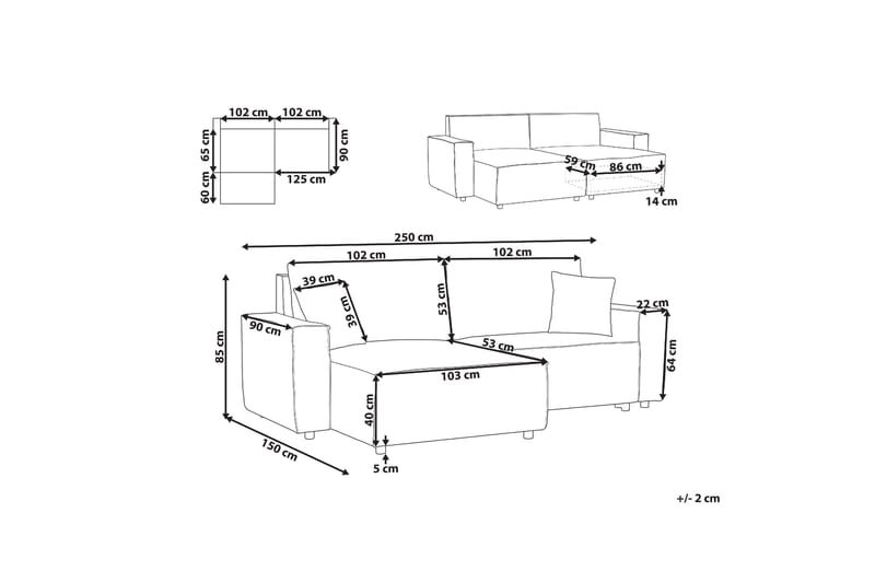 Brian Hörnbäddsoffa 3-sits - Grå - Möbler - Vardagsrum - Bäddsoffor - Hörnbäddsoffa