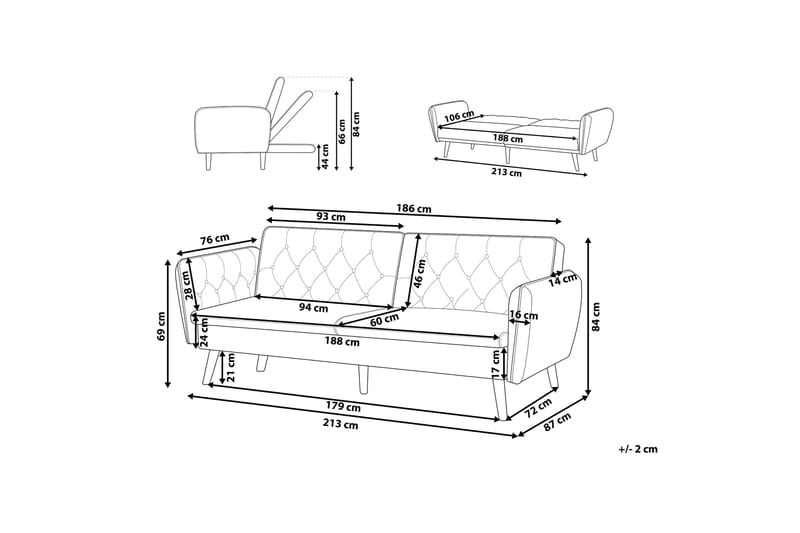 BRORSTAD 2-sits Bäddsoffa Sammet/Svart - Möbler - Vardagsrum - Bäddsoffor