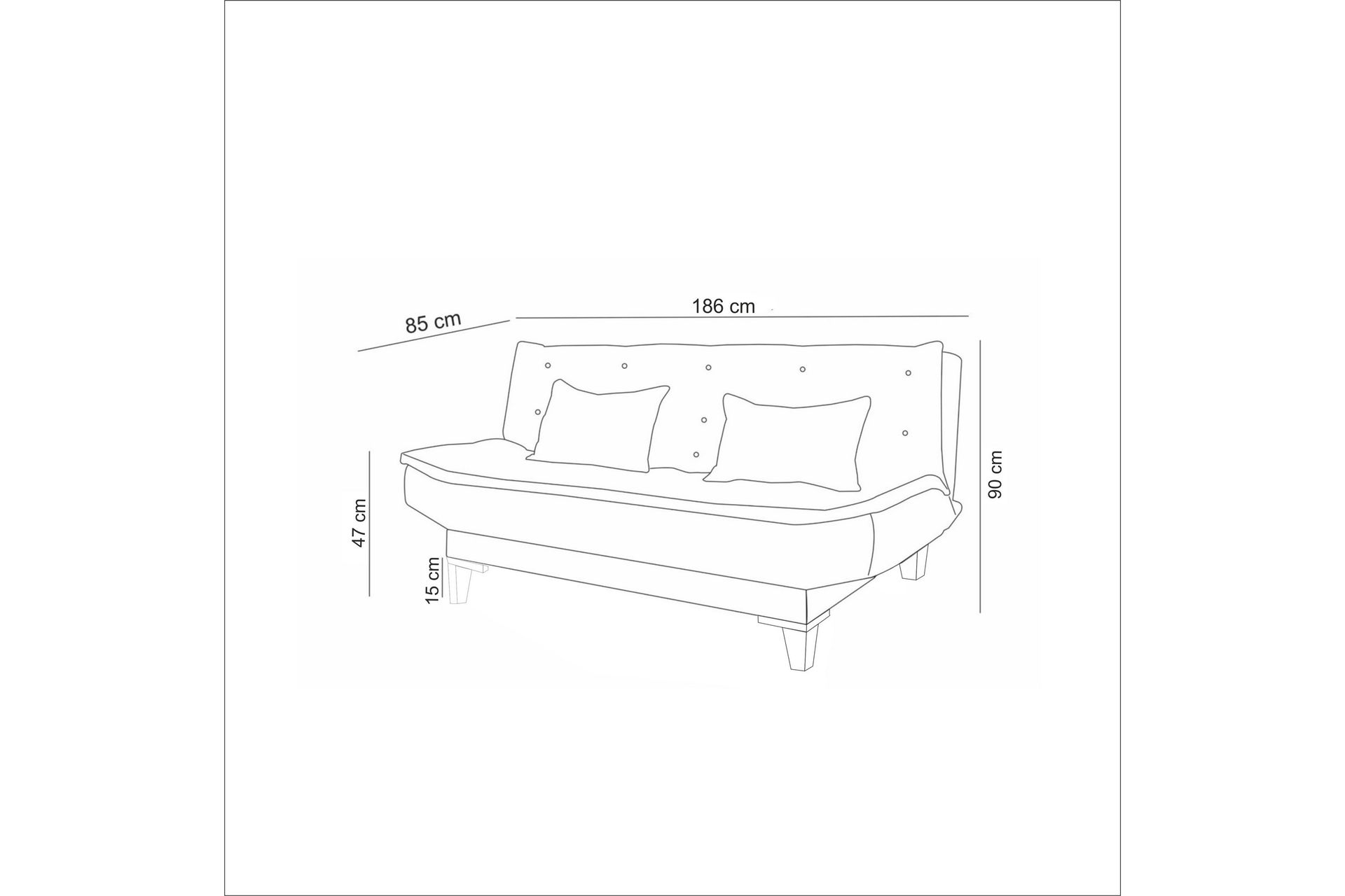 Bunnythorpe Bäddsoffa 3-sits 106x192 Antracit - Möbler - Vardagsrum - Bäddsoffor