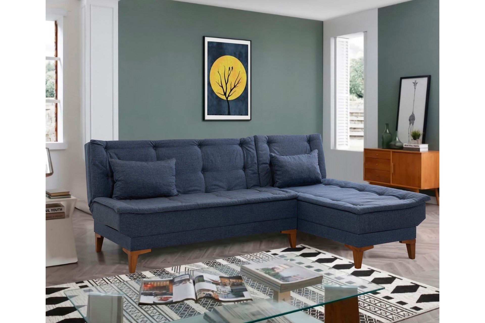 Bunnythorpe Bäddsoffa m. Divan 4-sits 107x205 Mörkblå - Möbler - Vardagsrum - Bäddsoffor