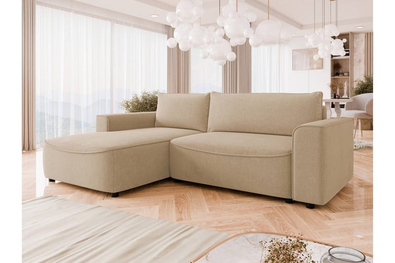 Burketown Bäddsoffa med Divan 3-sits i Sammet - Beige - Möbler - Vardagsrum - Bäddsoffor