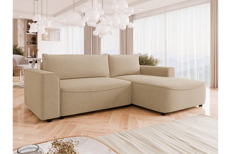 Burketown Bäddsoffa med Divan 3-sits i Sammet - Beige - Möbler - Vardagsrum - Bäddsoffor