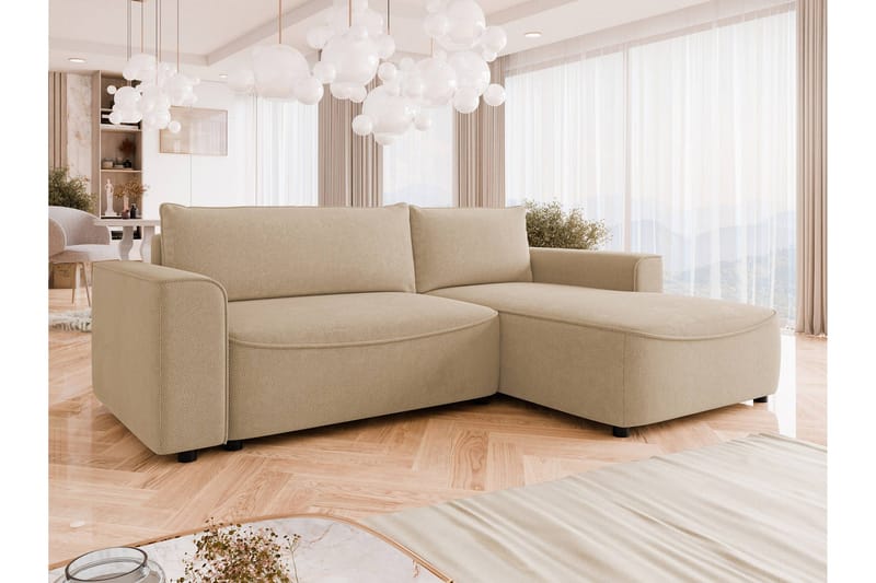 Burketown Bäddsoffa med Divan 3-sits i Sammet - Beige - Möbler - Vardagsrum - Bäddsoffor
