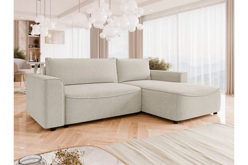 Burketown Bäddsoffa med Divan 3-sits i Sammet - Beige - Möbler - Vardagsrum - Bäddsoffor