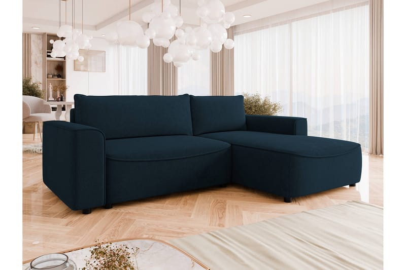 Burketown Bäddsoffa med Divan 3-sits i Sammet - Blå - Möbler - Vardagsrum - Bäddsoffor