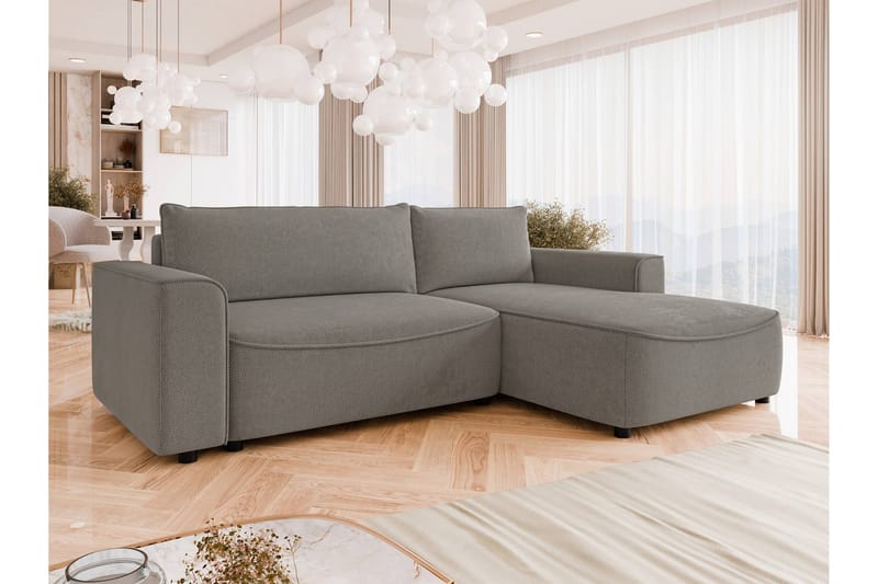 Burketown Bäddsoffa med Divan 3-sits i Sammet - Grå - Möbler - Vardagsrum - Bäddsoffor