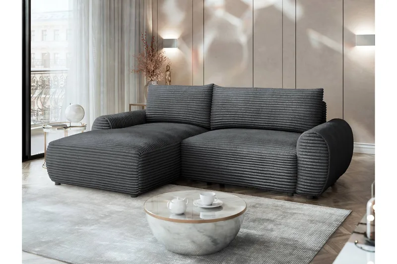 Burman Bäddsoffa med Divan 3-sits i Manchester - Grå - Möbler - Vardagsrum - Bäddsoffor