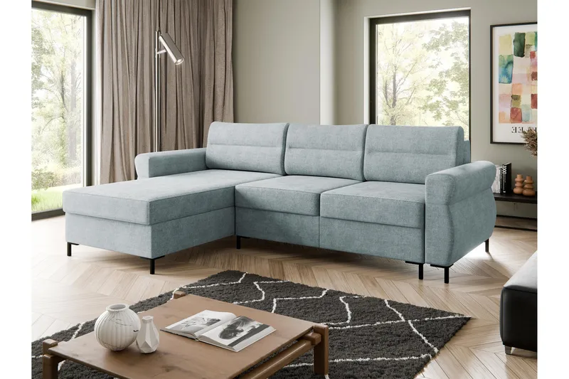 Busness Bäddsoffa med Divan 3-sits i Plysch - Grå - Möbler - Vardagsrum - Bäddsoffor