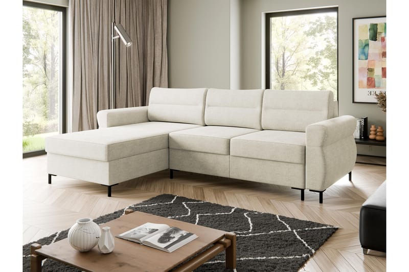 Busness Bäddsoffa med Divan 3-sits i Plysch - Beige - Möbler - Vardagsrum - Bäddsoffor