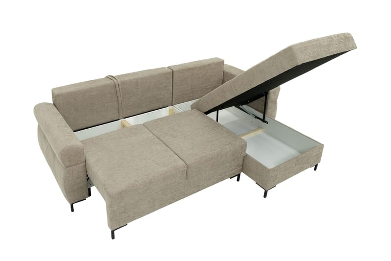 Busness Bäddsoffa med Divan 3-sits i Plysch - Grå - Möbler - Vardagsrum - Bäddsoffor