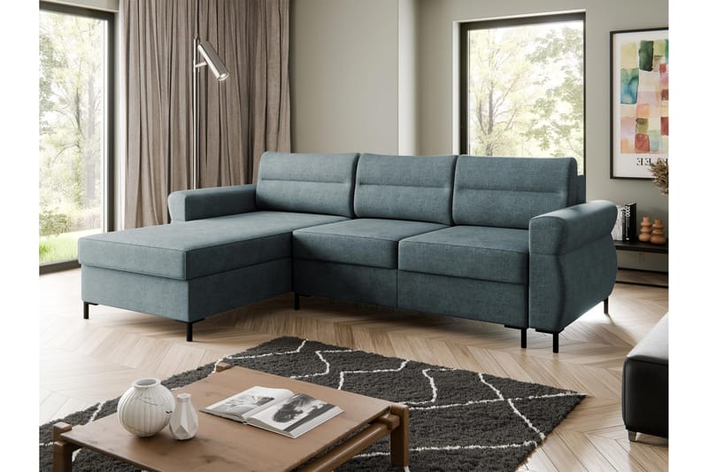 Busness Bäddsoffa med Divan 3-sits i Plysch - Grå - Möbler - Vardagsrum - Bäddsoffor