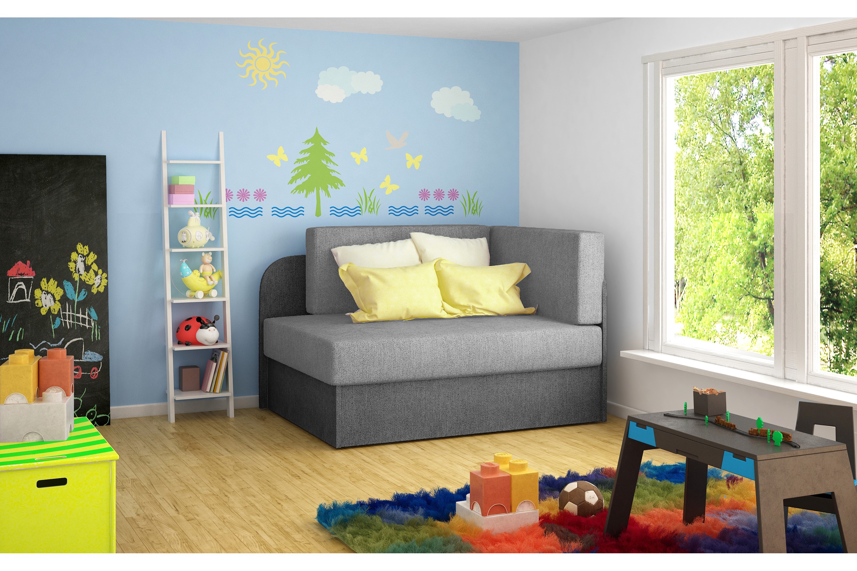 bustello bäddsoffa grå -