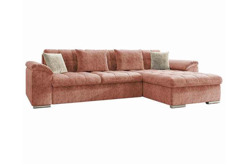 Camior 3-sits Höger Bäddsoffa 129x227 cm med Förvaring i Chenille, Rosa