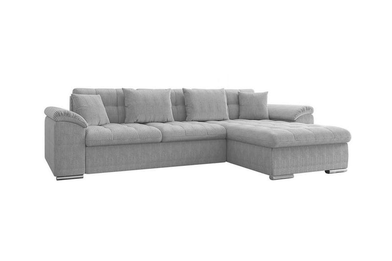Camior 3-sits Höger Hörnbäddsoffa 129x227 cm med Förvaring i Manchestertyg, Grå
