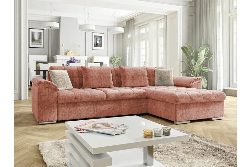 Camior 3-sits Hörnbäddsoffa 280 cm Rosa - Möbler - Vardagsrum - Bäddsoffor - Hörnbäddsoffa