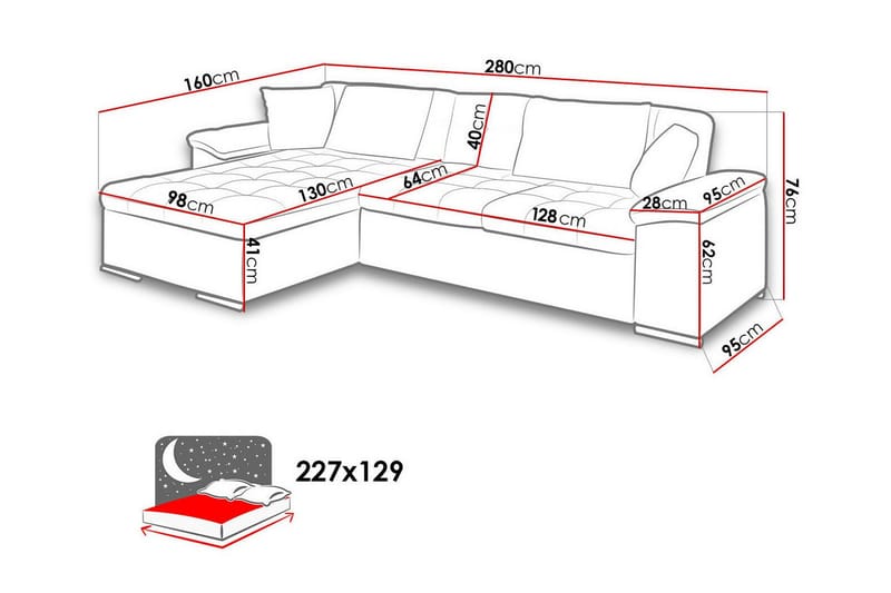 Camior 3-sits Hörnbäddsoffa Gul - Hörnbäddsoffa - Bäddsoffor