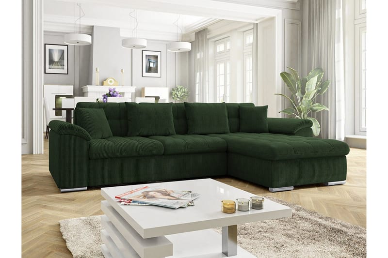 Camior 3-sits Hörnbäddsoffa NO_BRAND Dark green - Möbler - Vardagsrum - Bäddsoffor - Hörnbäddsoffa