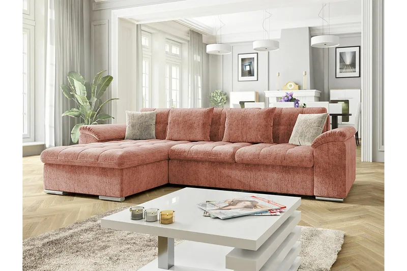 Camior 3-sits Hörnbäddsoffa NO_BRAND Pink - Möbler - Vardagsrum - Bäddsoffor - Hörnbäddsoffa