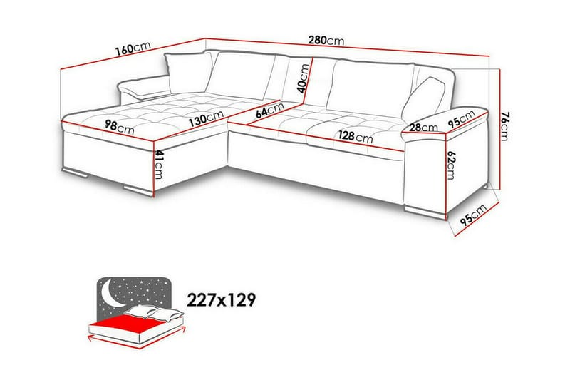 Camior 3-sits Hörnbäddsoffa Vit - Hörnbäddsoffa - Bäddsoffor