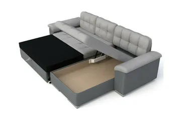 Camior 3-sits L-formad Hörnbäddsoffa med Förvaring 129x227 cm i Manchestertyg - Grå - Möbler - Vardagsrum - Bäddsoffor