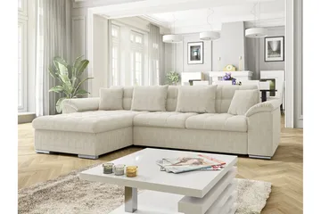 Camior 3-sits Vänster Hörnbäddsoffa 129x227 cm med Förvaring i Manchester - Beige - Möbler - Vardagsrum - Bäddsoffor