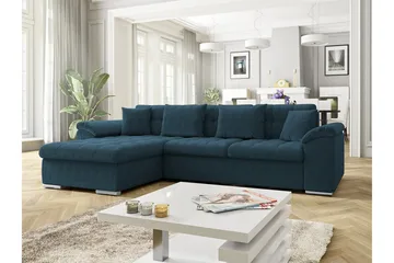 Camior 3-sits Vänster L-formad Hörnbäddsoffa med Förvaring i Tyg - Blå - Möbler - Vardagsrum - Bäddsoffor