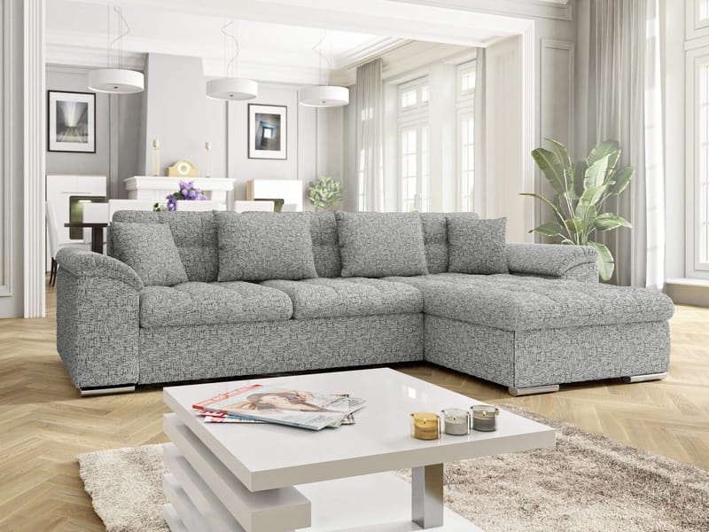 Camior 4-sits Bäddsoffa med divan Högervänd - Grå - Möbler - Vardagsrum - Bäddsoffor - Hörnbäddsoffa