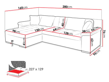 Camior 4-sits Bäddsoffa med divan Högervänd - Grå - Möbler - Vardagsrum - Bäddsoffor - Hörnbäddsoffa